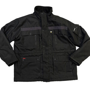 Caterpillar CAT Heavy Insulated Parka Men's 2XL Black Reflective No Hood - FLAW